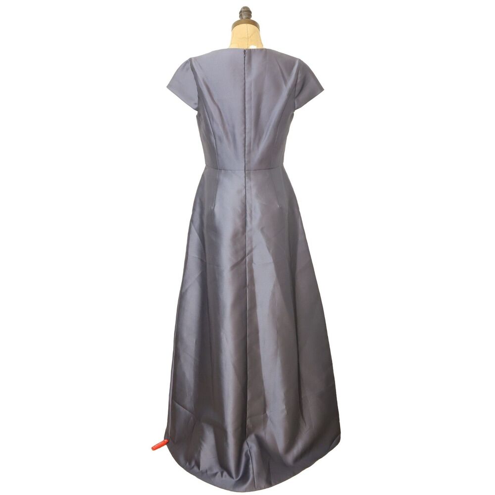 Alfred Sung Sateen Twill Cap Sleeve Dress 8 Gown Silverstone Gray NWT B3 - Picture 4 of 6